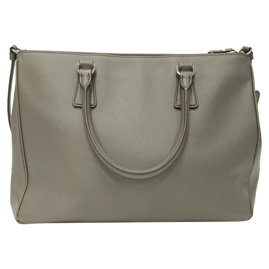 Prada Medium Galleria Double Zip Tote Bag in Grijze Saffiano Leren - Image 2