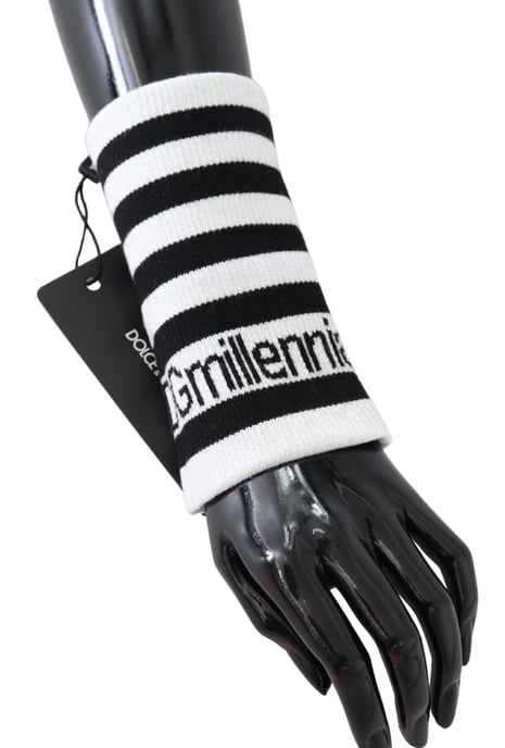 Dolce & Gabbana Black White Wool Dgmillennials Polsband herenfolie - Image 5