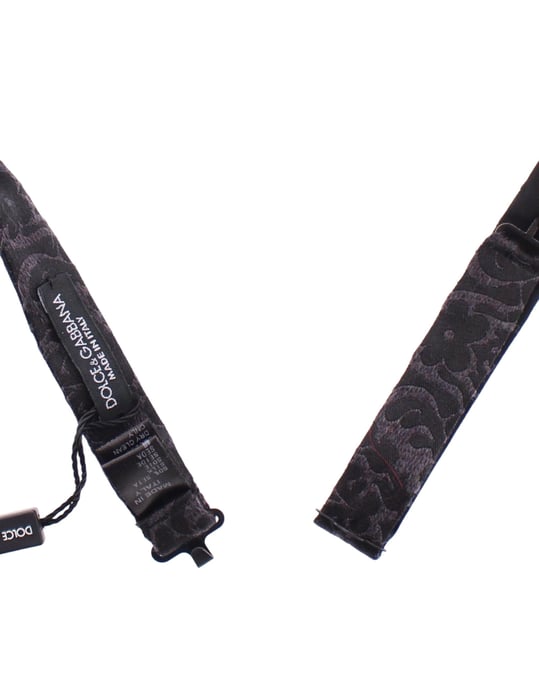 Dolce & Gabbana Grijs Zwart Wol Vlinderdas - Image 6