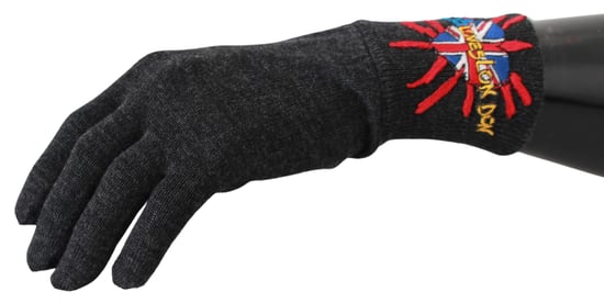 Dolce & Gabbana Gray #Dmen'sLondon Borduurde wollen herenhandschoenen - Image 2