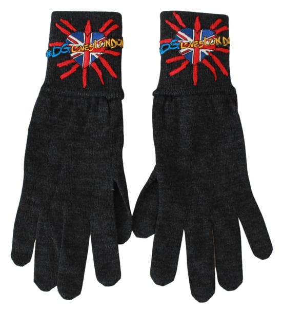 Dolce & Gabbana Gray #Dmen'sLondon Borduurde wollen herenhandschoenen - Image 4