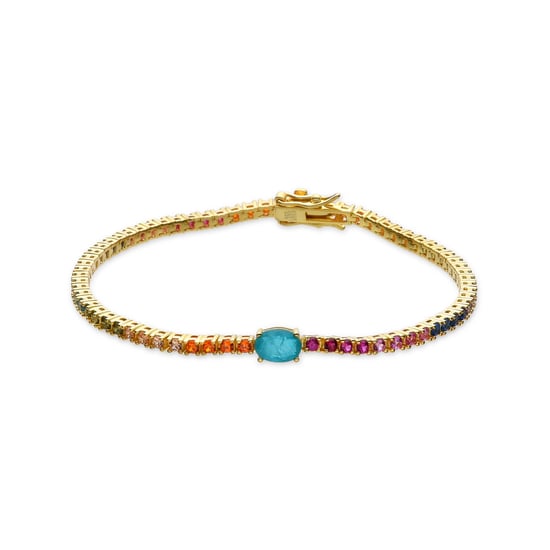 Luxenter Armband van 925 sterling zilver en veelkleurige zirkonia met 18-karaats geelgoud afwerking - Genzol - Image 1