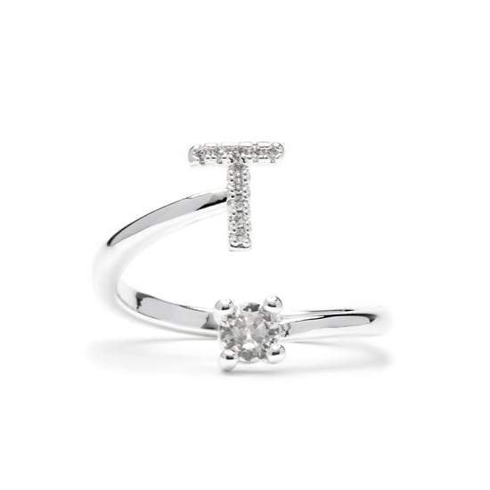 Luxenter Ring met glanzende zirkonia, zilveren afwerking - Alphabet - Image 1