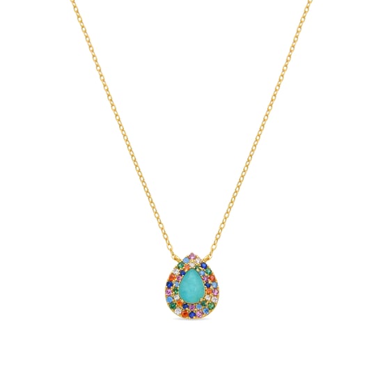 Luxenter Ketting van 925 sterling zilver en veelkleurige zirkonia met 18-karaats geelgoud afwerking - Egah - Image 1