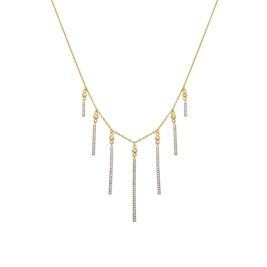 Luxenter 925 sterling zilveren ketting met glanzende zirkonia en 18-karaats goudkleurige afwerking - Luig - Image 1