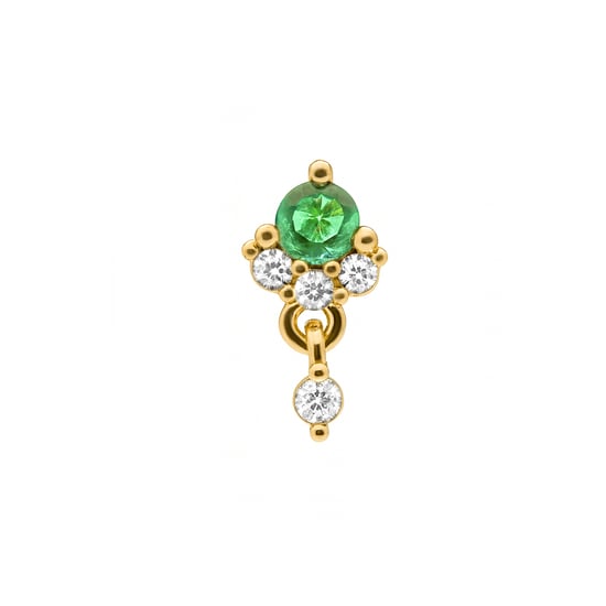 Luxenter Piercing met veelkleurige zirkonia, afgewerkt in 18 karaats geelgoud - Huera - Image 1