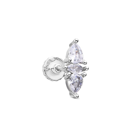 Luxenter Piercing van 925 sterling zilver met glanzende zirkonia en rhodiumafwerking - Alwen - Image 1