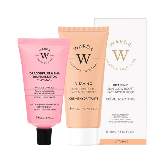 HUID GLOED BOOST VITAMINE C MOISTURISER 50ml + DRAGONFRUIT & BHA TROPISCHE DETOX KLEIMASKER 50ml - Image 1