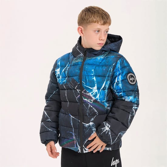 Jongens Gewatteerde Jas Kinderen Zwart Blauw Gestikt Warme Winterjas - Image 3