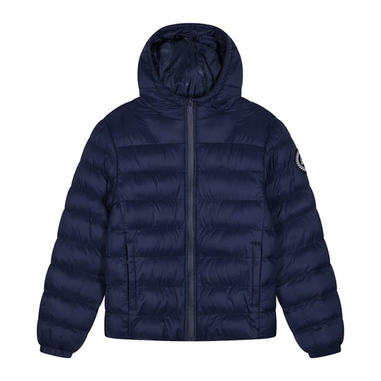 Kinderen Pufferjas Meisjes en Jongens Marineblauw Hooded Warme Gevoerde Jas - Image 1