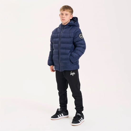 Kinderen Pufferjas Meisjes en Jongens Marineblauw Hooded Warme Gevoerde Jas - Image 3