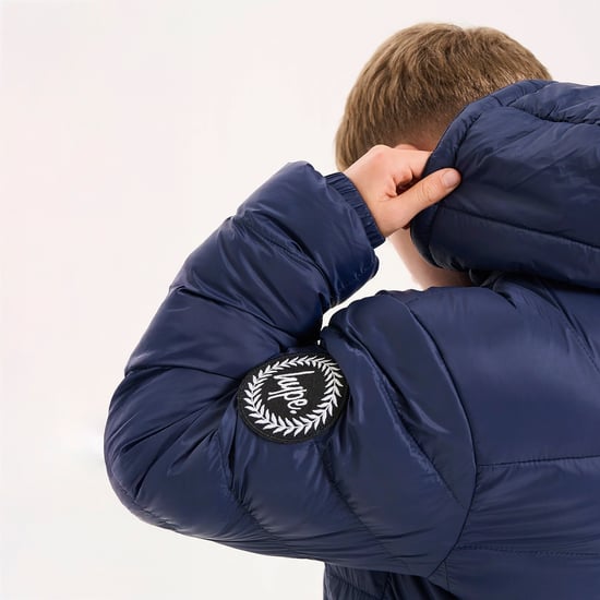 Kinderen Pufferjas Meisjes en Jongens Marineblauw Hooded Warme Gevoerde Jas - Image 5