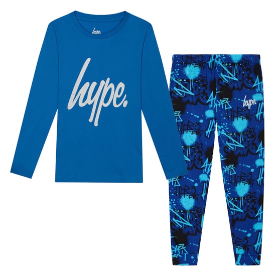 Blauwe Graffiti Jongens Pyjama Set Kinderen Zachte Slaapkleding Lounge PJs - Image 1