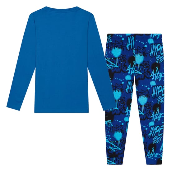 Blauwe Graffiti Jongens Pyjama Set Kinderen Zachte Slaapkleding Lounge PJs - Image 2