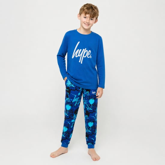 Blauwe Graffiti Jongens Pyjama Set Kinderen Zachte Slaapkleding Lounge PJs - Image 5