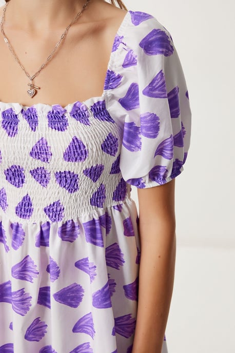 Fruity Abstract Print A-Lijn Midi Jurk met Vierkante Kraag - Image 5