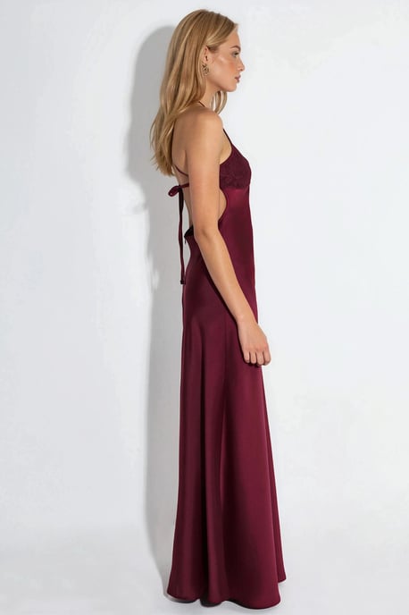 Hart Kraag Kanten Detail Maxi Jurk - Image 4