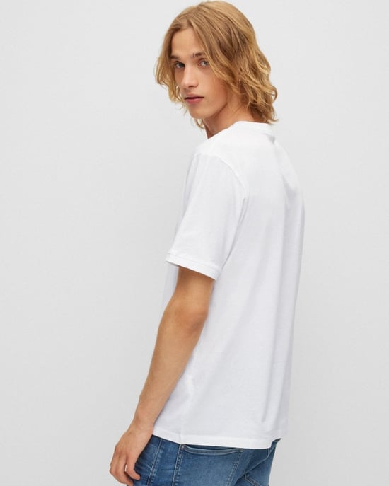 HUGO Rode Logo Patch Duurzaam T-Shirt - Wit - Image 2