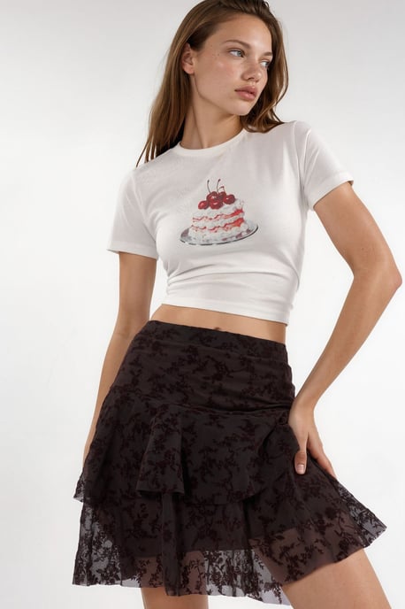 Hoge Taille Bloemen A-Lijn Mini Rok - Image 1