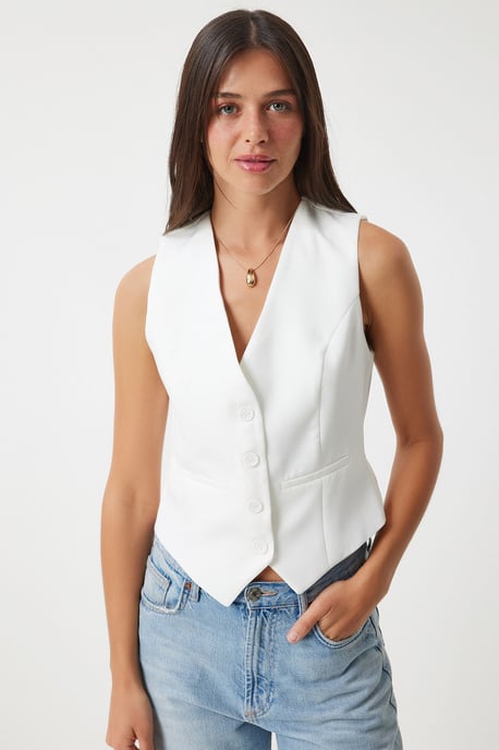 Vrouwen geweven knoopsluiting gilet - Image 3