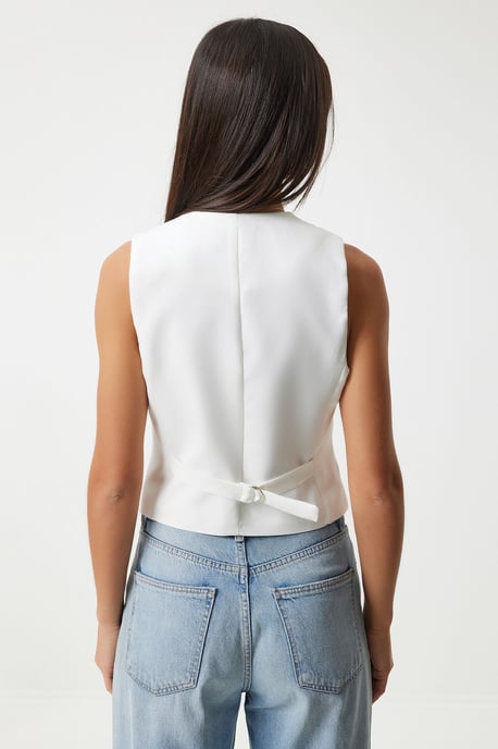 Vrouwen geweven knoopsluiting gilet - Image 6