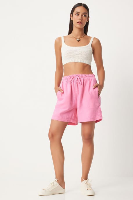 Hoge Taille Wijde Been Katoenen Shorts - Image 2