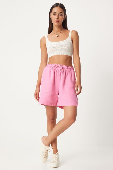 Hoge Taille Wijde Been Katoenen Shorts - Image 3