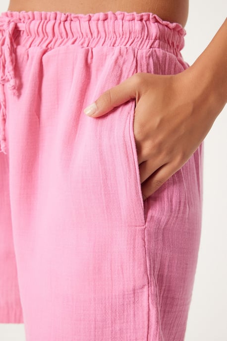 Hoge Taille Wijde Been Katoenen Shorts - Image 4