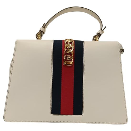 Gucci Medium Sylvie handtas met handvat in wit leer - Image 4