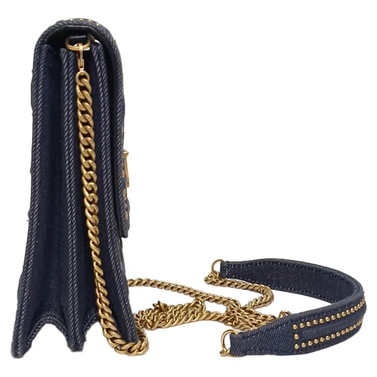 Dior Diorama verticale clutch met studs in marineblauwe katoenen denim - Image 2