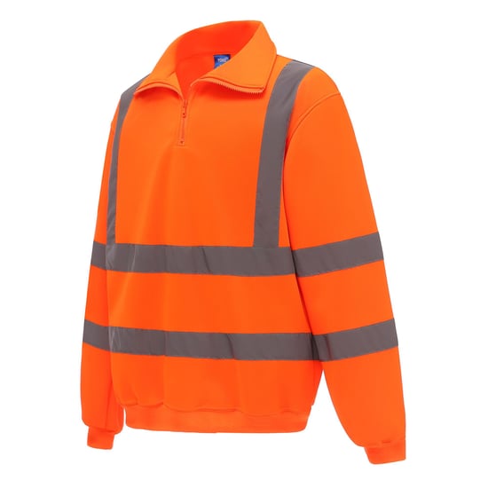 Yoko Heren Hi-Vis Sweatshirt met Kwartrits (Oranje) - Image 3