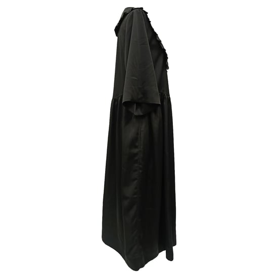Ganni maxi-jurk met geplooide kraag en ruches van polyester in zwart. - Image 2