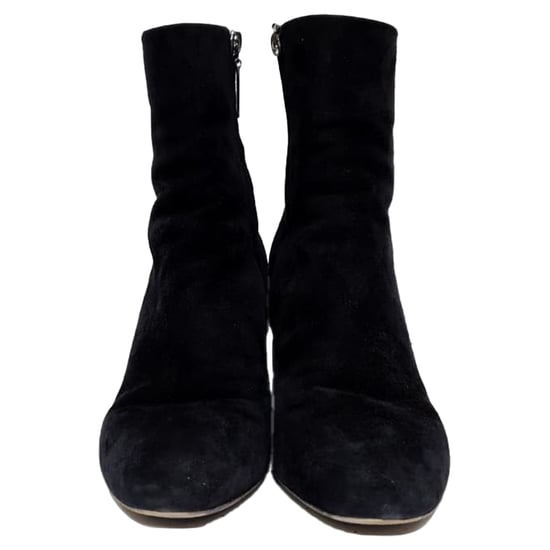 Saint Laurent Loulou enkellaarsjes met rits in zwart suède - Image 2