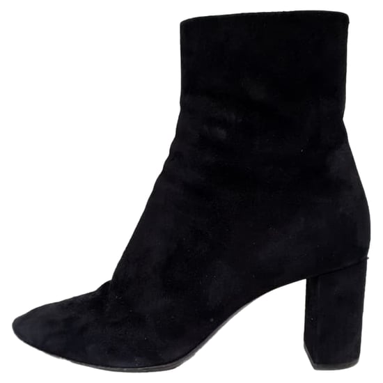 Saint Laurent Loulou enkellaarsjes met rits in zwart suède - Image 4