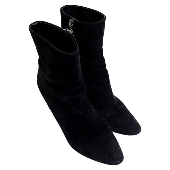 Saint Laurent Loulou enkellaarsjes met rits in zwart suède - Image 5
