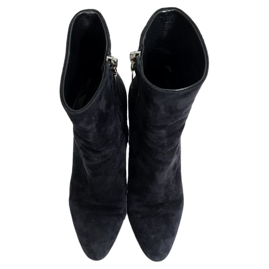 Saint Laurent Loulou enkellaarsjes met rits in zwart suède - Image 6
