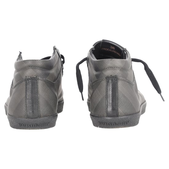 Burberry sneakers met ruitprint in grijs gecoat canvas - Image 3