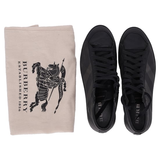 Burberry sneakers met ruitprint in grijs gecoat canvas - Image 6