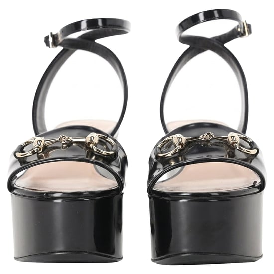 Gucci Horsebit platform sandalen met enkelbandje in zwart kalfsleer - Image 4