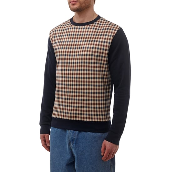 Aquascutum Active Club Check Crewneck Navy - Image 3