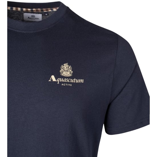 Aquascutum Active T-shirt Met Klein Logo, Marineblauw - Image 3