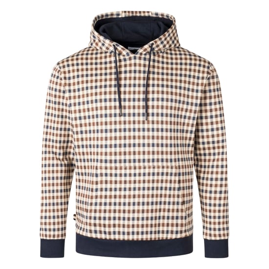 Aquascutum Active Club Geruite Hoodie In Marineblauw - Image 1
