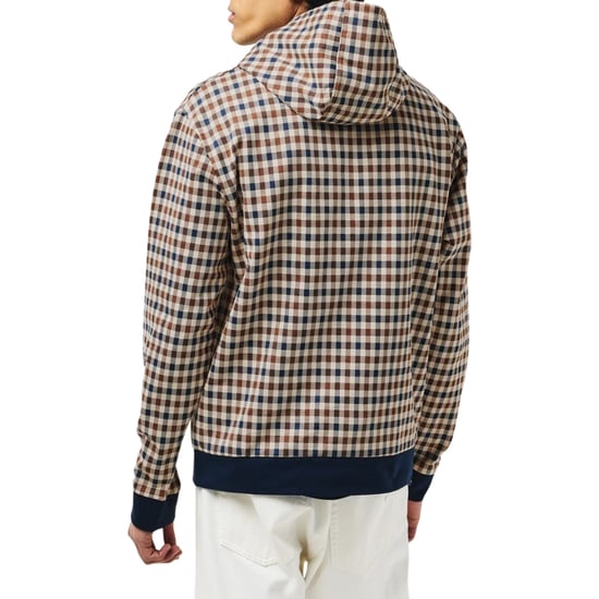 Aquascutum Active Club Geruite Hoodie In Marineblauw - Image 4