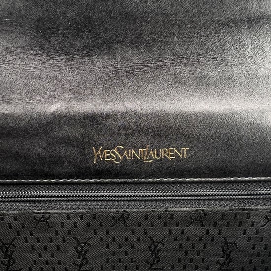 Vintage leren clutch van Yves Saint Laurent met reliëf - Image 5