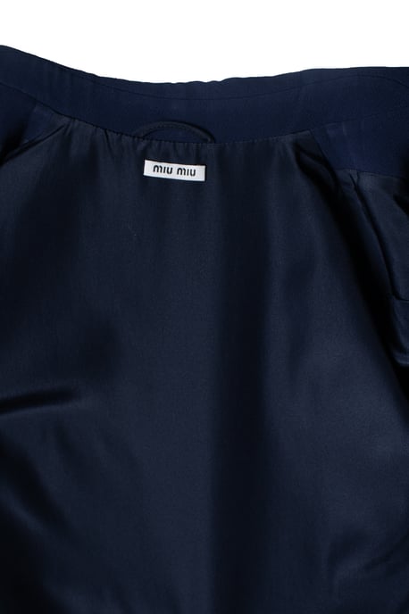 Miu Miu, blauwe jas met riem en geborduurde kraag - Image 5