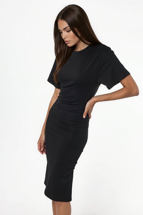 Korte Mouw Mini T-Shirt Jurk met Drapé - Image 2