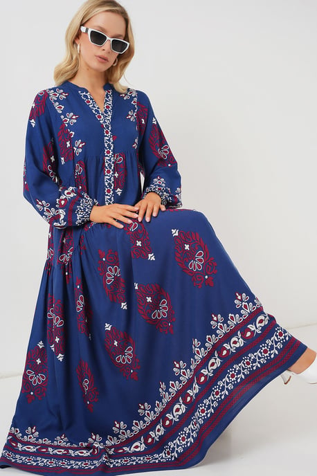 Geprinte V-hals Maxi-jurk - Image 2
