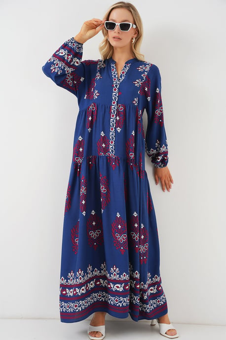Geprinte V-hals Maxi-jurk - Image 3