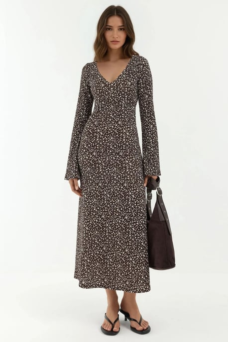 Elegante Bloemenprint V-hals Bodycon Maxidress - Image 1