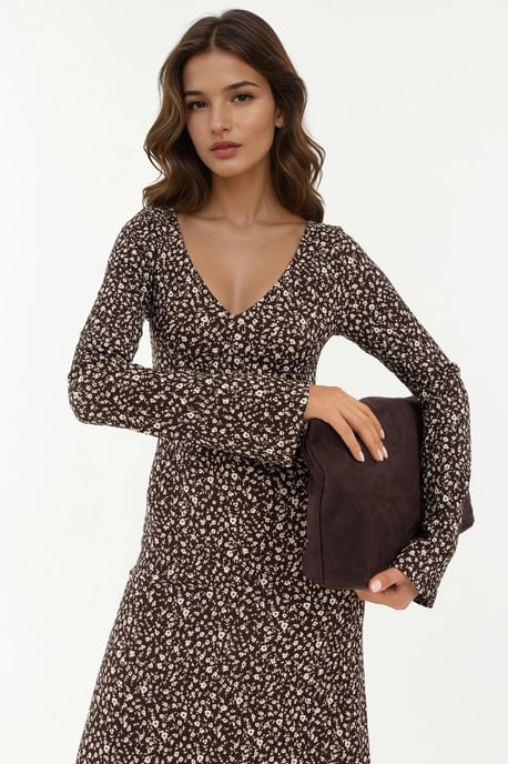 Elegante Bloemenprint V-hals Bodycon Maxidress - Image 2